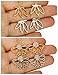 Finrezio 4 Pairs Lotus Flower Bar Stud Earrings for Women Girls Cuff Earrings Ear Jackets Stud Earrings (A:Silver and Gold)