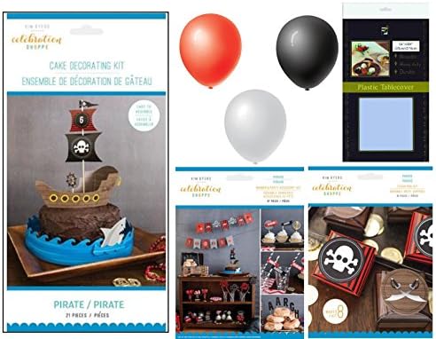 AIL Party Supplies - Deluxe Pirate Birthday Party Decorating Bundle - Supplies and favors to liven up any pirate festival