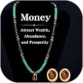 Money Necklaces Earrings Jewelry Set for Women Money Attraction Wealth Necklace Feng Shui Good Luck Tiger Eye Jade Beaded Necklace Accessories Outfits Protection Spiritual Birthday Jewelry Gifts