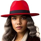 Felt Wide Brim Fedora Hats for Women Men, with Band Belt Buckle, Adjustable