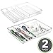 mDesign Set of 2 Drawer Inserts - Extendable Cutlery Tray for Kitchen Utensils such as Cooking Spoons, Spatulas & Whisks - Customisable: 3 to 4 Compartments - Clear