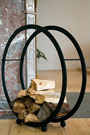 KUHEIGA Kaminholzregal Kaminholzständer Rund Ø 70cm Verzinkt + Schwarz