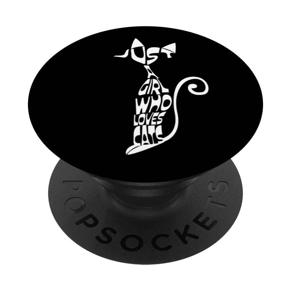 Just A Girls Who Loves Cats Retro Text - Cat Lovers Women PopSockets Swappable PopGrip