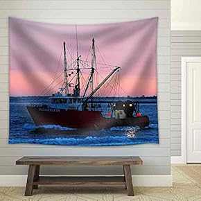 Fishing Vessel - Fabric Wall Tapestry Home Decor - 51x60 inches