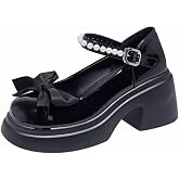 Women's Platform Mary Janes Heart Cat Buckle Rivets Ankle Lolita Gothic Princess Platform Pumps Patent Leather Thorn Vintage Traditional Embroidery Upper Dress Shoes