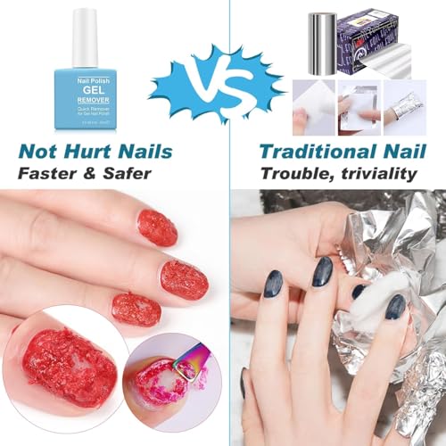 Removedor Quita Esmalte Semipermanente para Uñas, Quita Fácil y Rápida de Uñas de Gel, Acrílicas y UV, No Daña las Uñas, Quitaesmalte con Lima de Uñas y Empuja Cutículas y Rascador de Esmalte