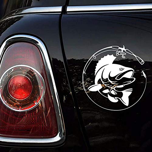 interjunzhan Fashion Auto Car Sticker Motorcycle Vehicle Decor Accessory for Fishing Rod Hobby Fish Vinyl White