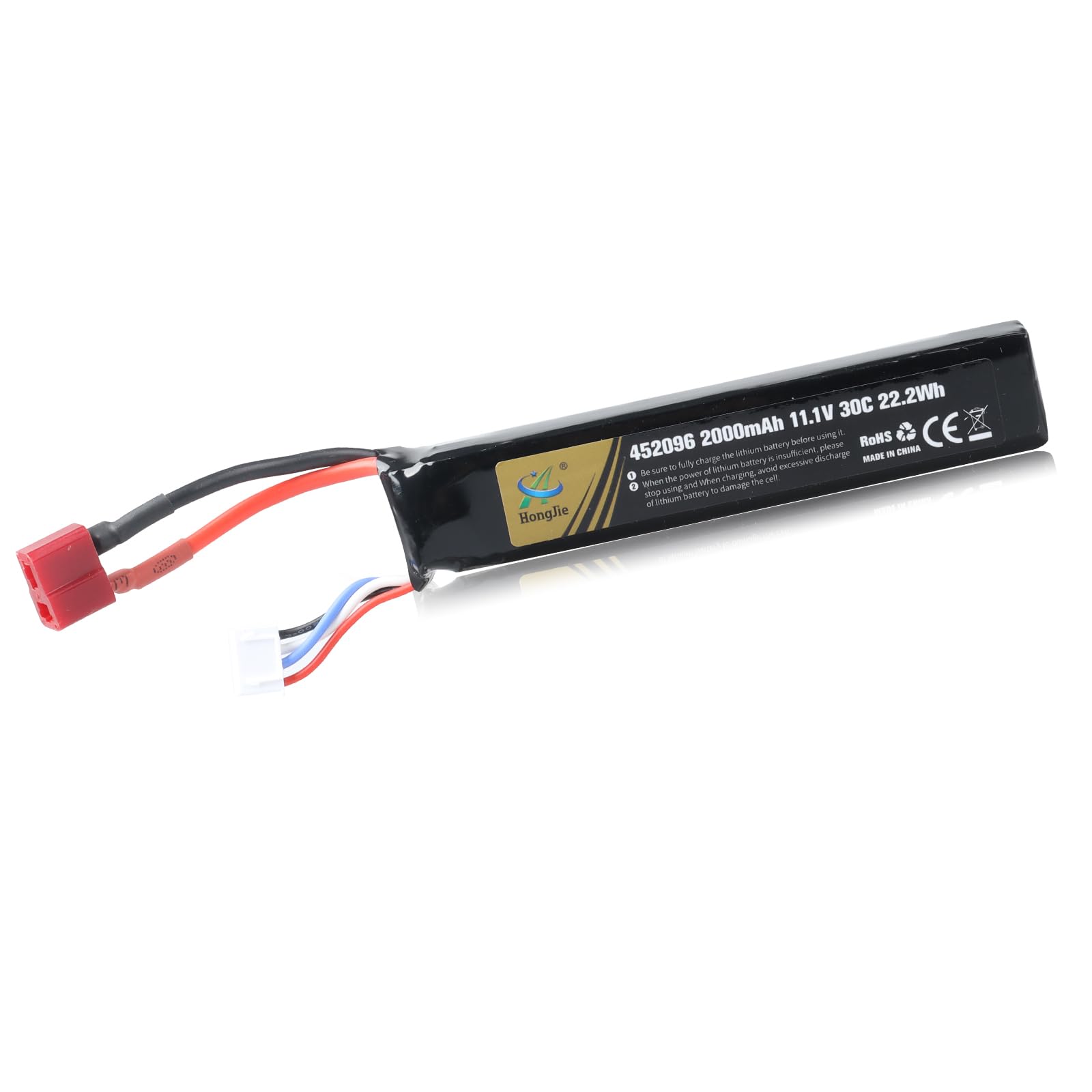 11.1V 2000mAh Rechargeable LiPo Battery, Compatible with Deans-T Connector 3S 30C for Airsoft M4, M110, AK47, MP5, Scar, M249, AUG, AEG, MP5K, M60, RPK, PKM, Model Guns