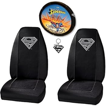 2pc Superman Silver Bucket Seat Covers Superman Seat Covers Amp