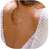 KYHNG Simple Rhinestone Moon Star Back Chain Body Jewelry for Women Sexy Backless Crystal Necklace Bridal Wedding Backdrop Dress Accessories Jewelry