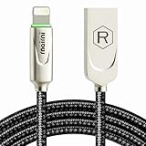 iPhone usb Charger rnairni Smart LED Auto Disconnect Lightning Charge Cable - 6FT/1.8M length Nylon Braided Lightning Charge For iPhone X iPhone 8 7/7 Plus 6/6 Plus 6s/6s Plus 5s iPad mini iPod