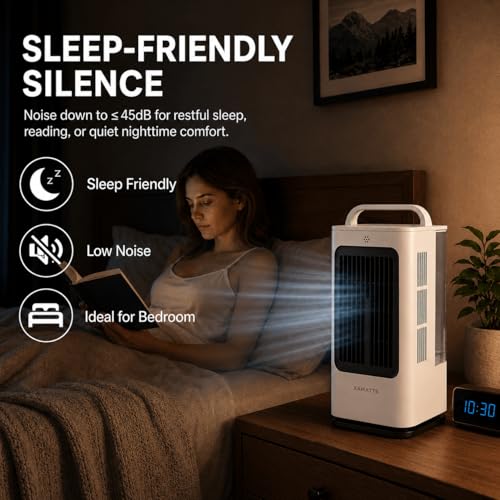 XAMATTS Portable Air Conditioners, 1700ml Evaporative Air Cooler with Remote, 120° Oscillating Mini Air Conditioner Portable with 3 Speeds & 1-7H Timer, Portable AC Unit for Bedroom Room Office Desk
