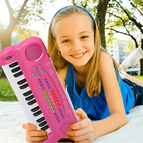 SAOCOOL Toddler Piano Kids Piano, 32 Keys Multifunction Electronic Kids Keyboard Piano Music piano keyboard for kids with Microphone (Pink)