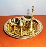 Brass Hindu Puja Thali with Accessories for Diwali puja/ Havan/ Religious Prayer/ Hindu Rituals Pooja Puja Festive Thali Temple
