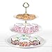 Klikel 3 Tiered Serving Stand - Gold Metal Rod With White Serving Trays - Round Platter Stand And Buffet Server - Kitchen Décor And Storage Solution
