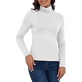 VENTELAN Women's Long Sleeve Turtleneck Shirts Fall Winter Lightweight Base Layer Solid Slim Fit Comfy Thermal Underwear Tops