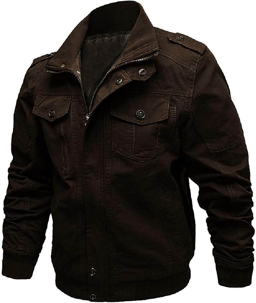 Dwar Men's Casual Long Sleeve Full Zip Outdoor Jacket with Shoulder Straps