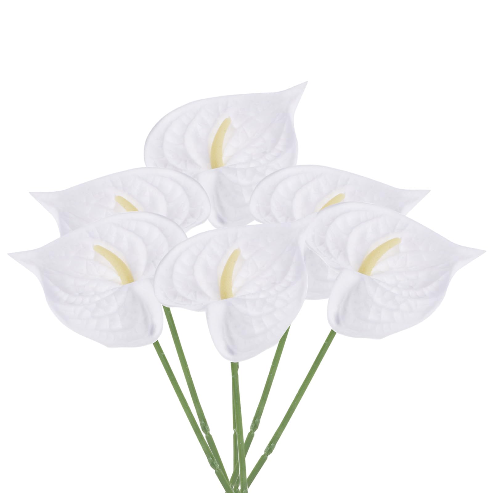 PATIKIL 13" Artificial Anthurium Lily Flowers, 6 Pack Permanent Flower Floral Arrangements Bouquet for Home Decor Bridal Wedding Festival Party, White