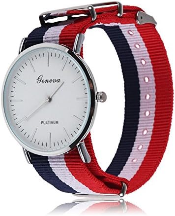 Women Men Geneva Watches Fabric Nylon Canvas Band Military Quartz Wrist Watch