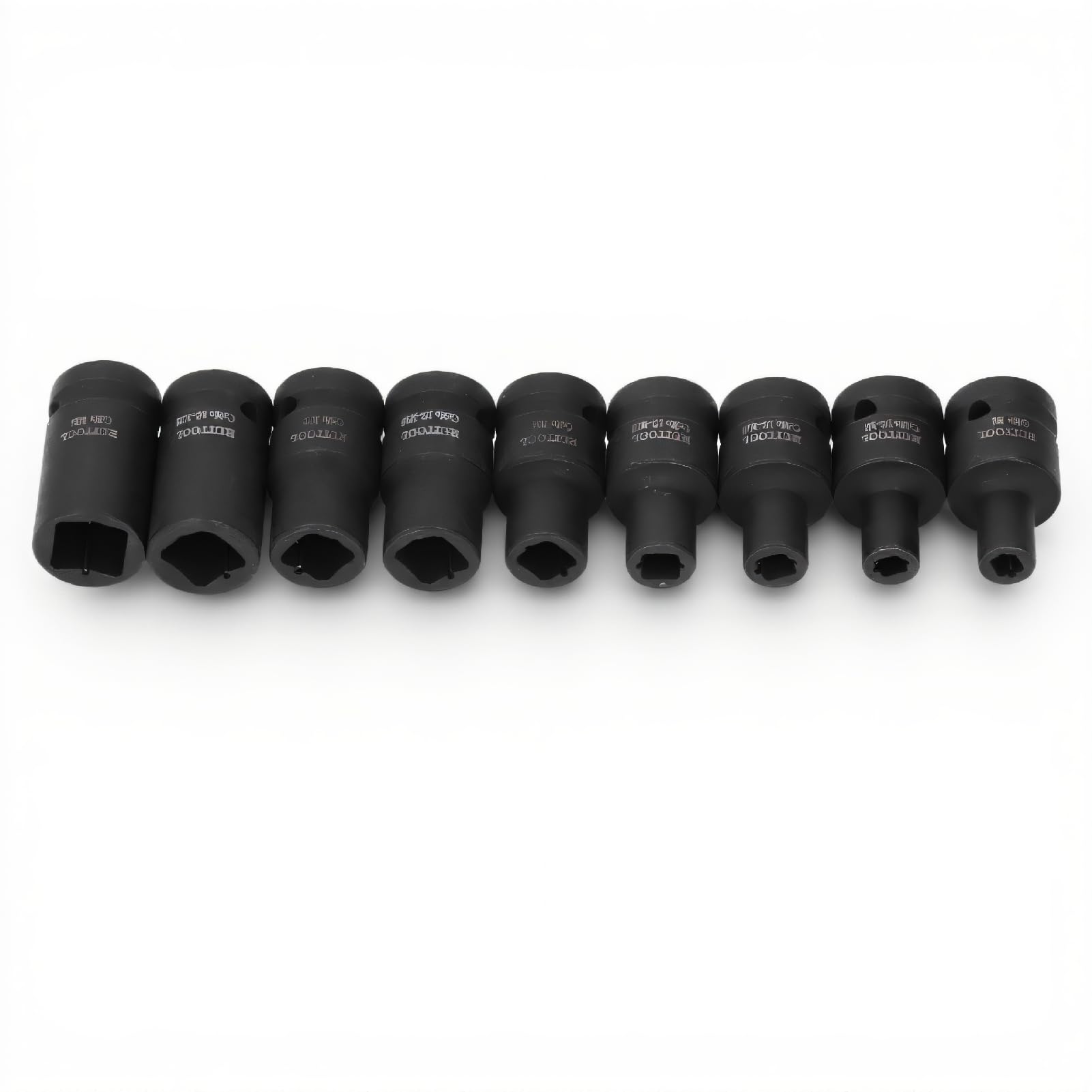 Topiky 9 Pieces Tap Socket Set, Cr Molybdenum Steel 1/2 Inch Drive Square Socket Set, with M6, M8, M10, M12, M14, M18, M20, M22, M24, for Electric Pneumatic Hand Wrench