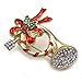 SoulBreezeCollection Christmas Pin Trumpet Horn Red Ribbon Mistletoe Brooch Winter Holiday