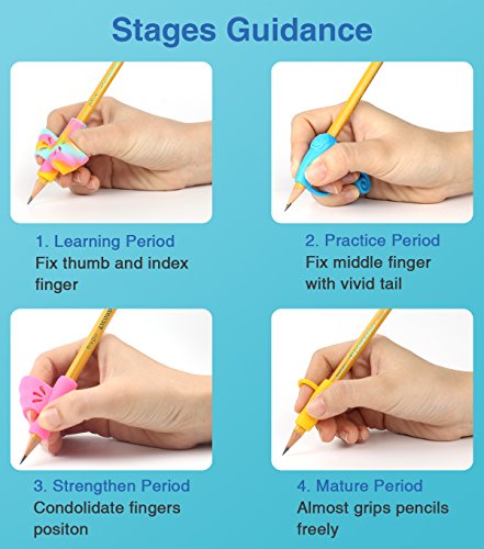 Firesara Advanced Pencil Grip Set, Original Ergonomic Handwriting Aids Pencil Grips Writing Posture Corrector 4 Assorted Pencil Grips Writing Claw For Kids Children Adults Special Needs Rights