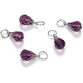 30pcs Adabele February Birthstone Loose Beads 10mm Amethyst Purple Austrian Teardrop Pear Crystal Pendant Drop Bead with Jump Rings for Jewelry Craft Making BR6-2