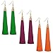 Tassel Dangle Threader Drop Earrings Ear Stud Long Fringe Thread Hoops Linear Tribal Charm Jewelry 3 Pack Orange Red Green
