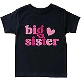 Kreleurs Big Sister Shirt for Girls Toddler Sis Announcement Short Sleeve Graphic Tee Tops