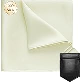VICHERIA Pocket Squares for Men 19 Momme Mulberry 100% Silk with Leather Holder 10x10 Inch Luxury Handkerchief for men's Suit