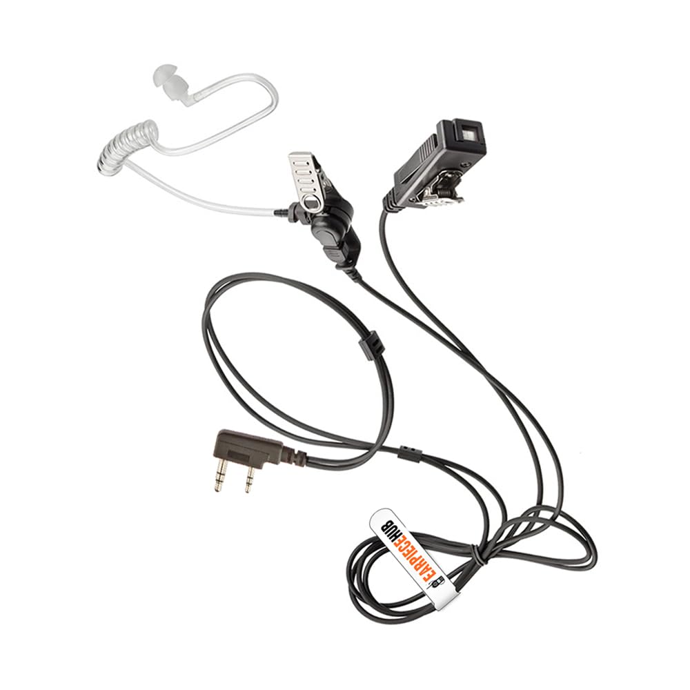 Surveillance Covert Air Acoustic Tube Walkie Talkie Earpiece Headset and Push-To-Talk Microphone Compatible with Mitex 2 Pin Two Way Radio