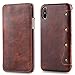 iphone X Case, LippBest [Genuine Leather] [Stand Feature] [Card Slots Vintage Series] Protective Flip Cover [Ultra Slim] Premium iphone X Leather Case for iphone 10 with Wallet (Brown)