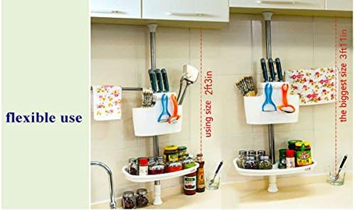 Collife Kitchen Spice 2 Rack Chopsticks Basket Kitchen Counter Organizer with Towel Bar,Ivory