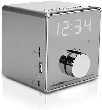 Amazon Co Jp Ledクロック Acouto 目覚まし時計 音楽プレーヤー 記録繰り返しラジオ ワイヤレス デジタル Tf Usb Fm Aux 時間と温度表示 置き時計 ガンカラー ホーム キッチン