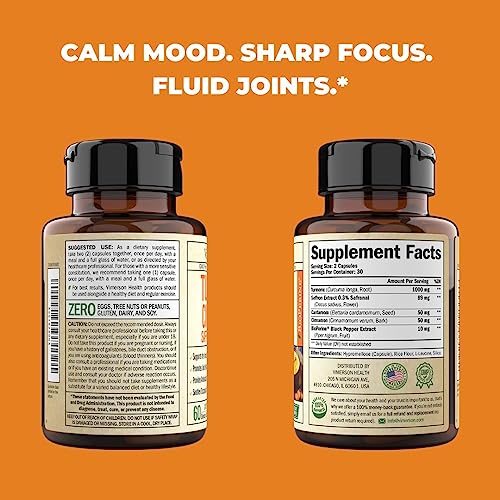 Turmeric Saffron Supplements with Cinnamon & Cardamom Antioxidant Joint Support Supplement