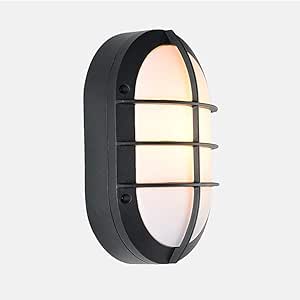 Luz Ovalada Negra para Exteriores, lámpara de Pared LED con mamparo