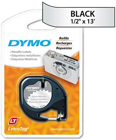 Genuine DYMO Black on Metallic Silver LetraTAG Tape Label for Dymo LetraTag QX50 Label Maker
