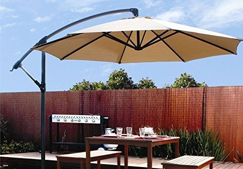 10 Ft Aluminum Outdoor Garden Deck Patio Umbrella Offset Cantilever Hanging Canopy Tan Beige Buy Online In Aruba At Desertcart