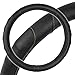 Motor Trend GripDrive Faux Black Leather Steering Wheel Cover for Car Truck Van SUV, Standard 15 inch Size, Beige Accent Stitched Car Steering Wheel Cover Vehicle & Auto Accessories