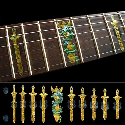 Inlay Sticker F-036SD-OC Fret Markers for Guitars & Bass - Swords with Dragon - Ocher