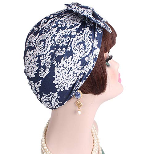 Women Hats Fashion, ZOMUSAR Women Retro Country Garden Printing Bow Hat Turban Brim Pile Cap (G) - Thumbnail 4