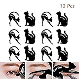 Cat Eyeliner Stencils Eyeshadow Plate, Matte PVC Matterial Smoky Eyeshadow Applicators Template Eyebrow Plate Eyeliner Wing Stamp, Professional Eye Shapes Draw Guide Tool for Easily Makeup(6 Pack)