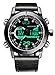 Menton Ezil Men's Sports Watch Sapphire Big Face Analog Digital Dual Time Waterproof EL Backlight, Multifunctional Outdoor Military Wrist Watches with Leather Strap