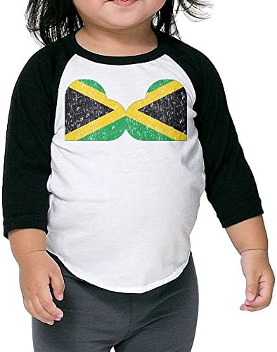 ASFbau BnjaZZp Unisex Kids 3/4 Sleeves Raglan Distressed Jamaica Flag Jamaican Heart T Shirts Child Youth Slim Fit Sports Uniforms 3 Toddler