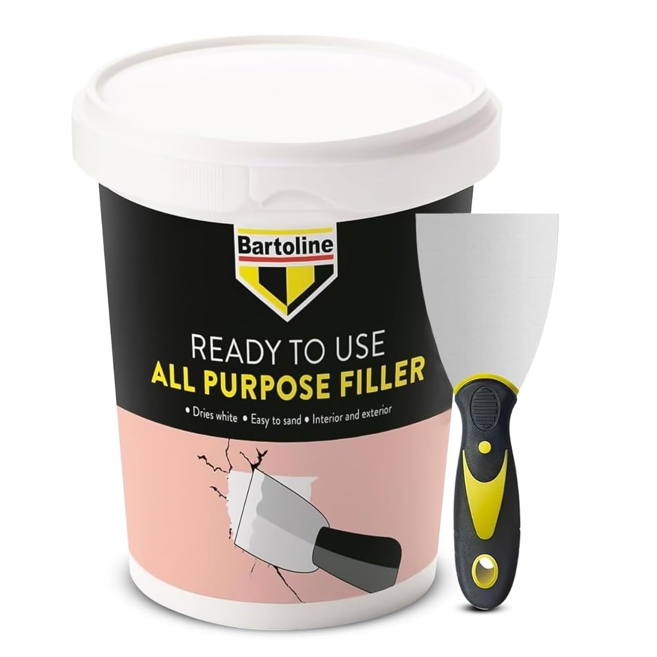 Wall Filler – All-Purpose 600g Ready Mixed Crack & Hole Repair Paste for Plaster, Wood & Plasterboard | Smooth White Finish, Interior & Exterior, Includes 3” Flexible Tool – Bartoline