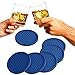 Large Drink Coasters - Absorbs Moisture and Prevents Table Damage, Modern Blue Rubber Coaster with Non-Slip Bottom for Drinking Glasses, 6 Pack