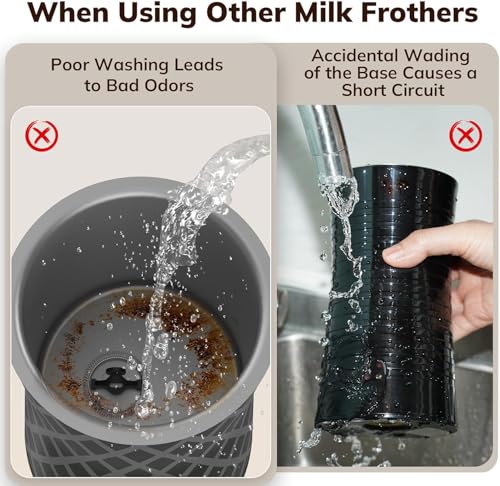 Ctoby Electric Milk Frother,Cold Foam Maker 16.9oz/500ml Frother, for Hot Chocolate Latte Cappuccino Macchiato Matcha,6 Functions,Enjoy Perfect Milk Froth in 2 Min (Black-Stainless Steel)