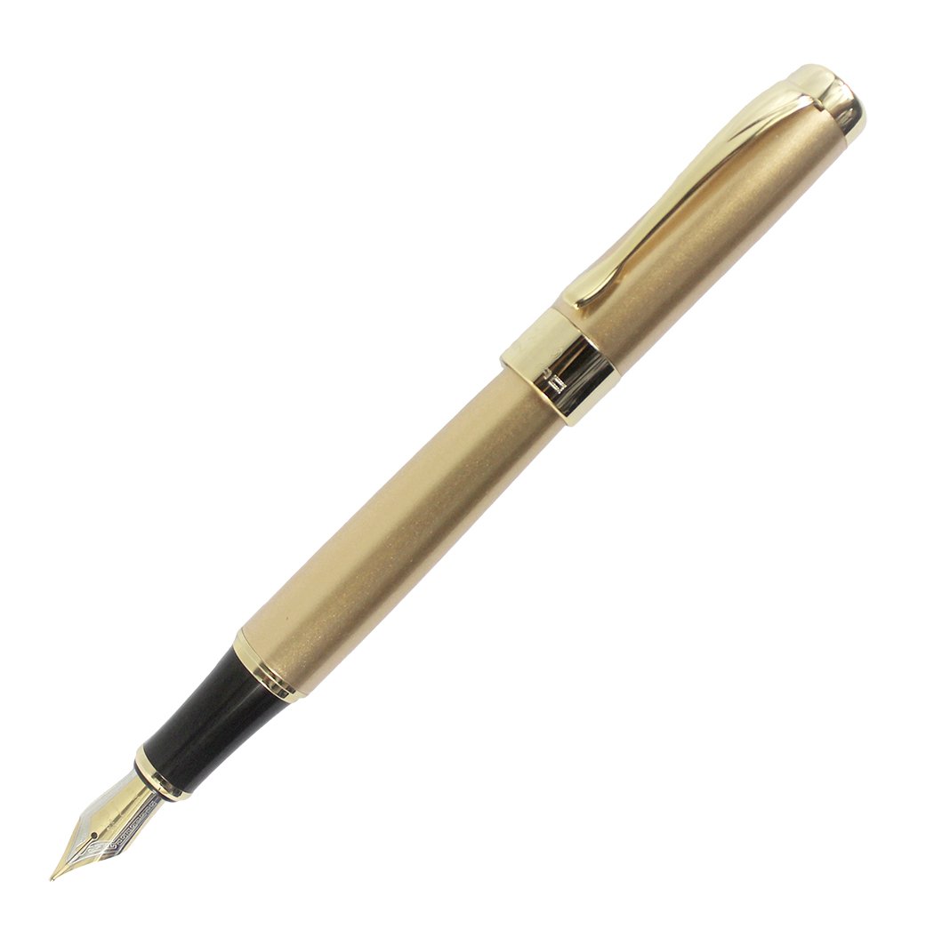Gullor Jinhao 18KGP Medium Nib Fountain Pen with Ink Converter - Champagne Gold