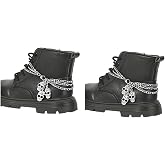 NOIAFZY 2Pc Iron Alloy Skull Hand & Bat Chain for Shoes/Boots - Gothic Punk Street Style Halloween Boot Accessories, Easy Attach Non-Braided