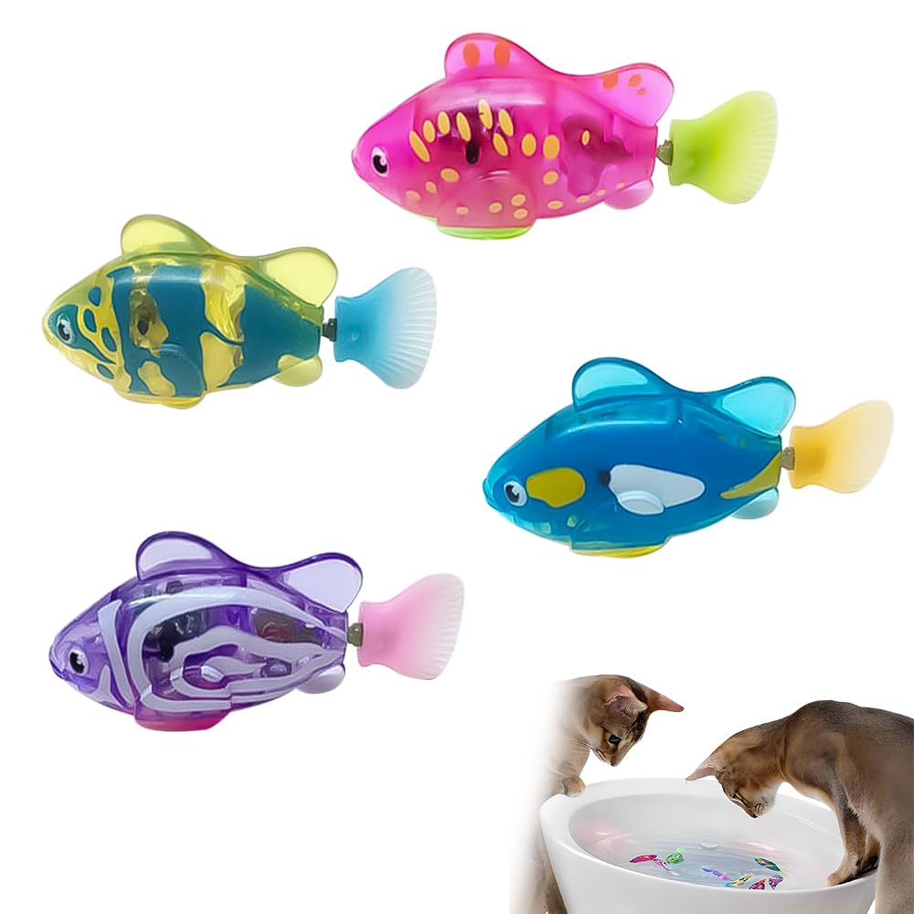 Photo 1 of Electronic Engaging Pet Toy Fish, Waterproof LED Light Electronic Fish, Speeding up and Slowing Down Sway in Water, Twist Tail in a Lifelike Manner (4 PCS)